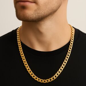 Toptan Altın Renk Cuban Kalın Unisex Erkek Metal Çelik Zincir  Çelik Kolye - 3333