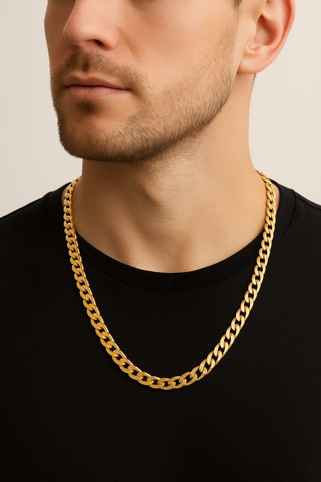 Toptan Altın Renk Cuban Kalın Unisex Erkek Metal Çelik Zincir  Çelik Kolye - 3333