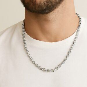 Toptan Gümüş Renk Doc Model Zincir 55 Cm. Unisex Çelik Kolye - 3344