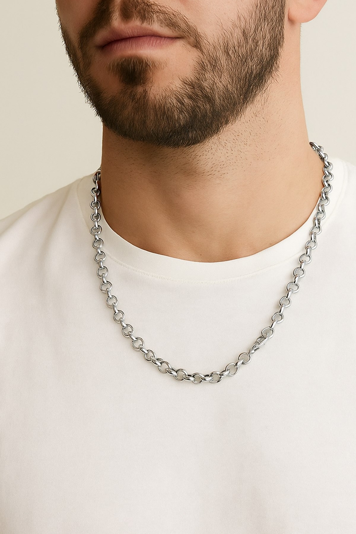 Toptan Gümüş Renk Doc Model Zincir 55 Cm. Unisex Çelik Kolye - 3344