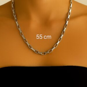 Toptan Gümüş Renk Cubixs Küp Model Zincir Unisex Çelik Kolye - 3343