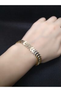 Toptan Balık Kılçığı Yassı Gold Kaplama Künye Kılçık Bileklik - 454