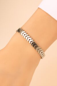 Toptan Gümüş Renk Kılçık Unisex Çelik Bileklik - 3368