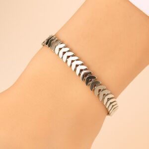Toptan Gümüş Renk Kılçık Unisex Çelik Bileklik - 3368