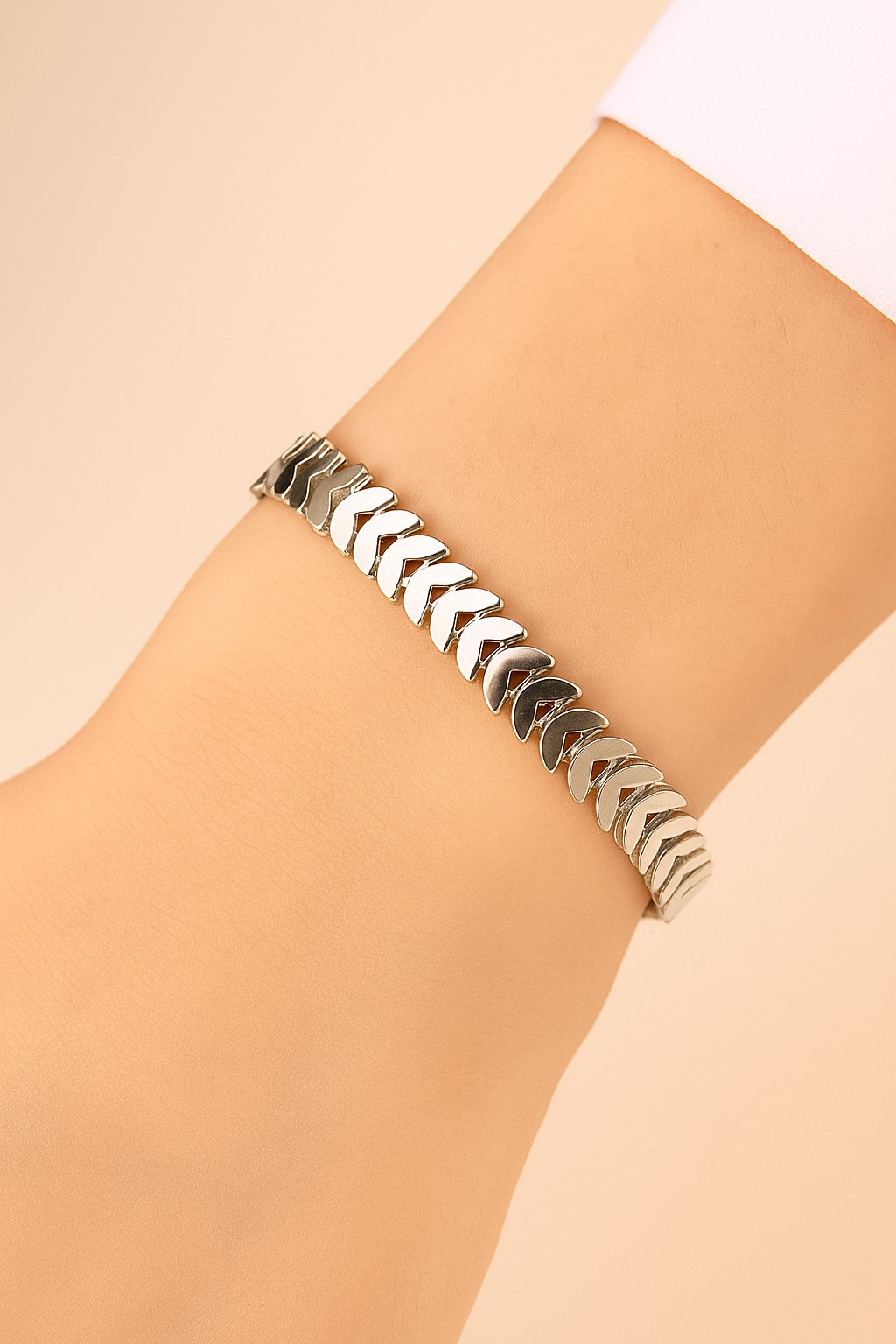 Toptan Gümüş Renk Kılçık Unisex Çelik Bileklik - 3368