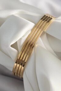 Toptan Ajda 4'lü Gold Kadın İnce Ajda Bilezik - 3155-4