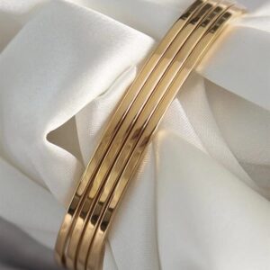 Toptan Ajda 4'lü Gold Kadın İnce Ajda Bilezik - 3155-4