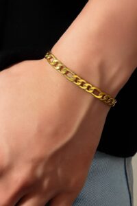 Toptan Altın Renk Şavin Kuşgözü Unisex Erkek Çelik Bileklik -  3332