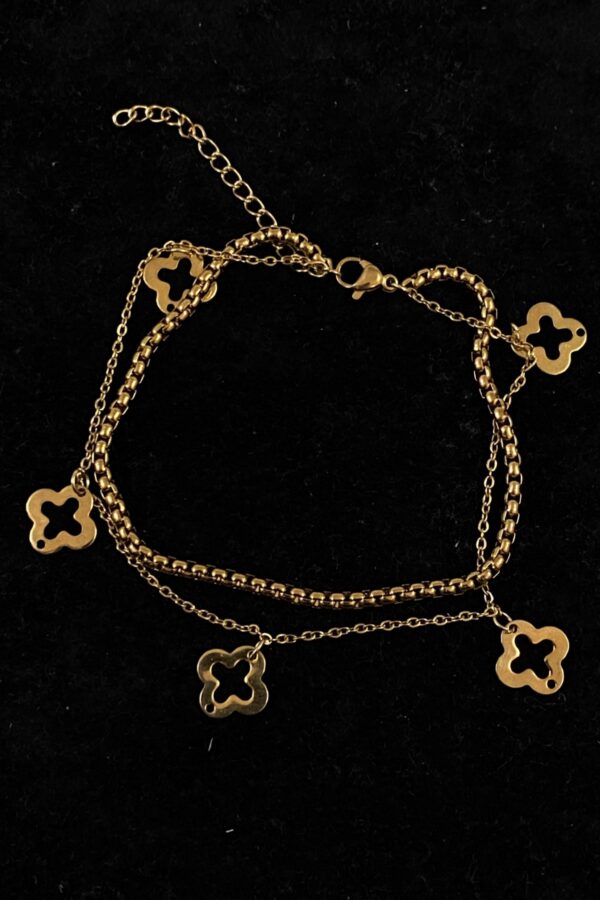Toptan Altın Renk Van Cleef Model Arnavut Ve Sf Zincir Çelik Halhal - 3238 - Görsel 5