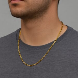Toptan Altın Renk İnce Ataç Unisex Çelik Kolye - 3360