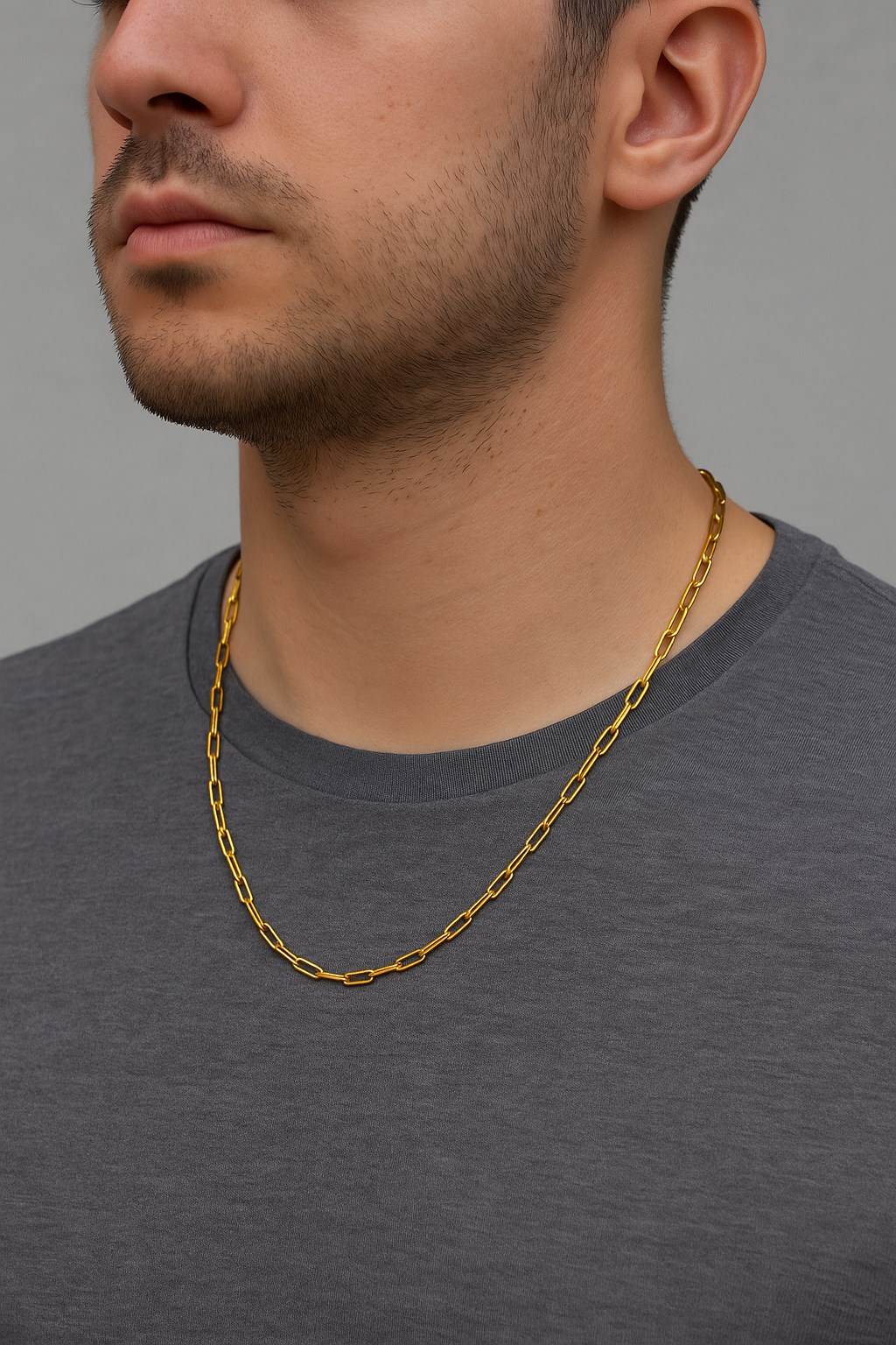 Toptan Altın Renk İnce Ataç Unisex Çelik Kolye - 3360