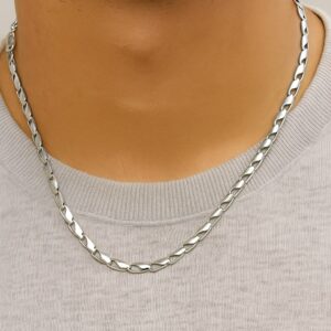 Toptan Gümüş Renk Kesik Arpa Unisex Çelik Kolye - 3350