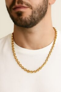 Toptan Altın Renk Doc Model Zincir 55 Cm. Unisex Çelik Kolye - 3345
