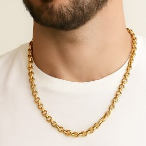 Toptan Altın Renk Doc Model Zincir 55 Cm. Unisex Çelik Kolye - 3345