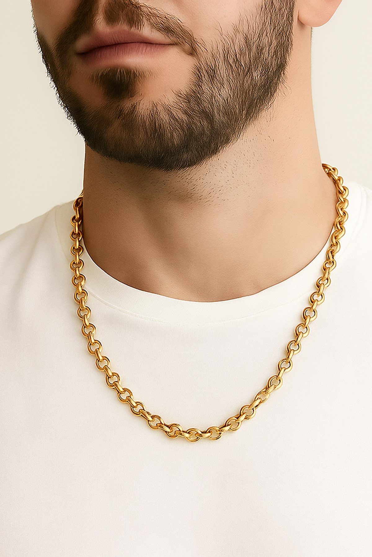Toptan Altın Renk Doc Model Zincir 55 Cm. Unisex Çelik Kolye - 3345