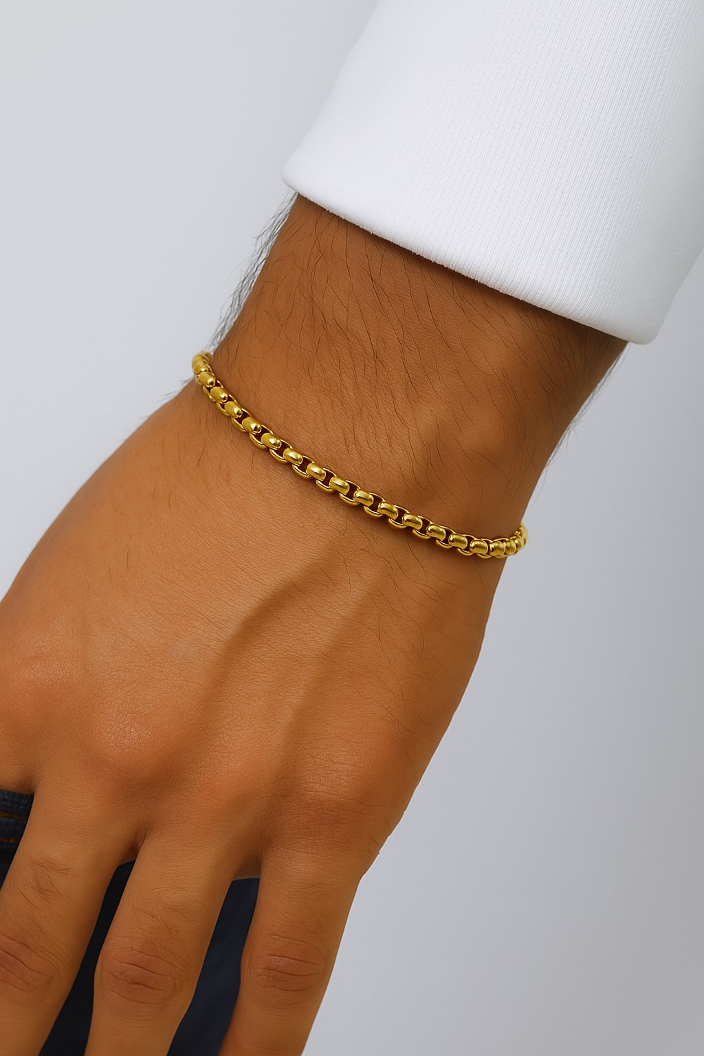 Toptan Altın Renk Iç Içe Geçmeli Arnavut Asansör Unisex Erkek Çelik Bileklik -  3380