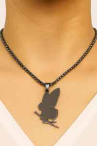 Toptan Gümüş Renk Peri Model Unisex Arnavut Zincir Çelik Kolye - 3313