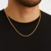 Toptan Altın Renk Iç Içe Geçmeli Arnavut Asansör Unisex Erkek Çelik Kolye - 3375