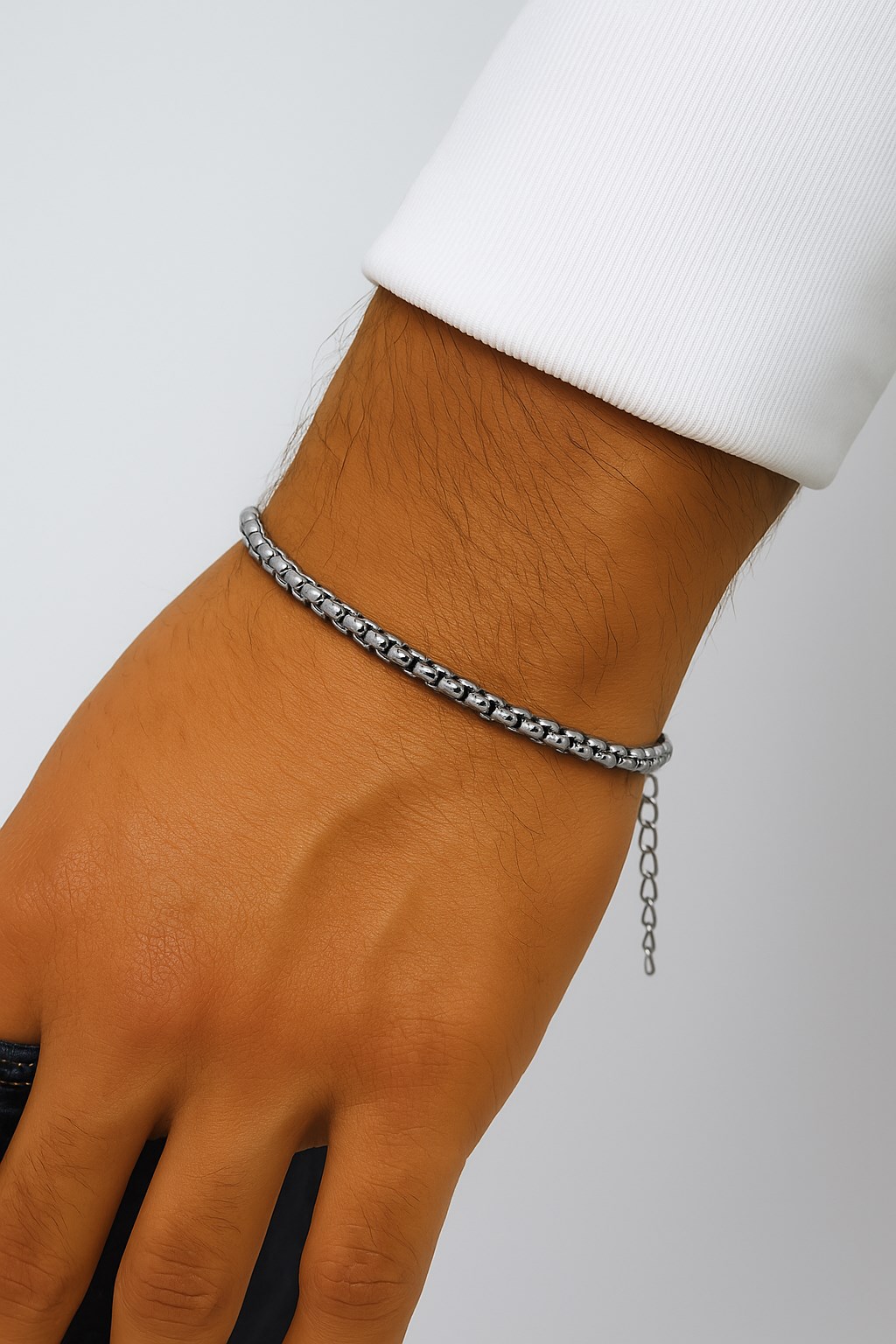 Toptan Gümüş Renk Iç Içe Geçmeli Arnavut Asansör Unisex Erkek Çelik Bileklik -  2804