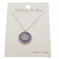 Toptan Gümüş Renk Zirkon Taşlı Yuvarlak Baget Model Zirkon Kolye - 2076 19 b938d249456745d7b13bec32f301f570-toptan taki