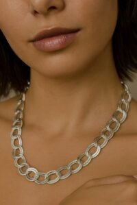 Toptan Gümüş Renk Samanyolu Zincir Çelik Choker Kolye  - 3339