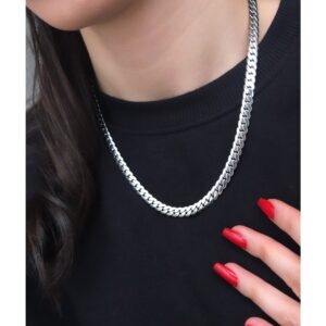 Toptan Gümüş Renk Unisex Çelik Kalın Örme Zincir 55 Cm - 2675