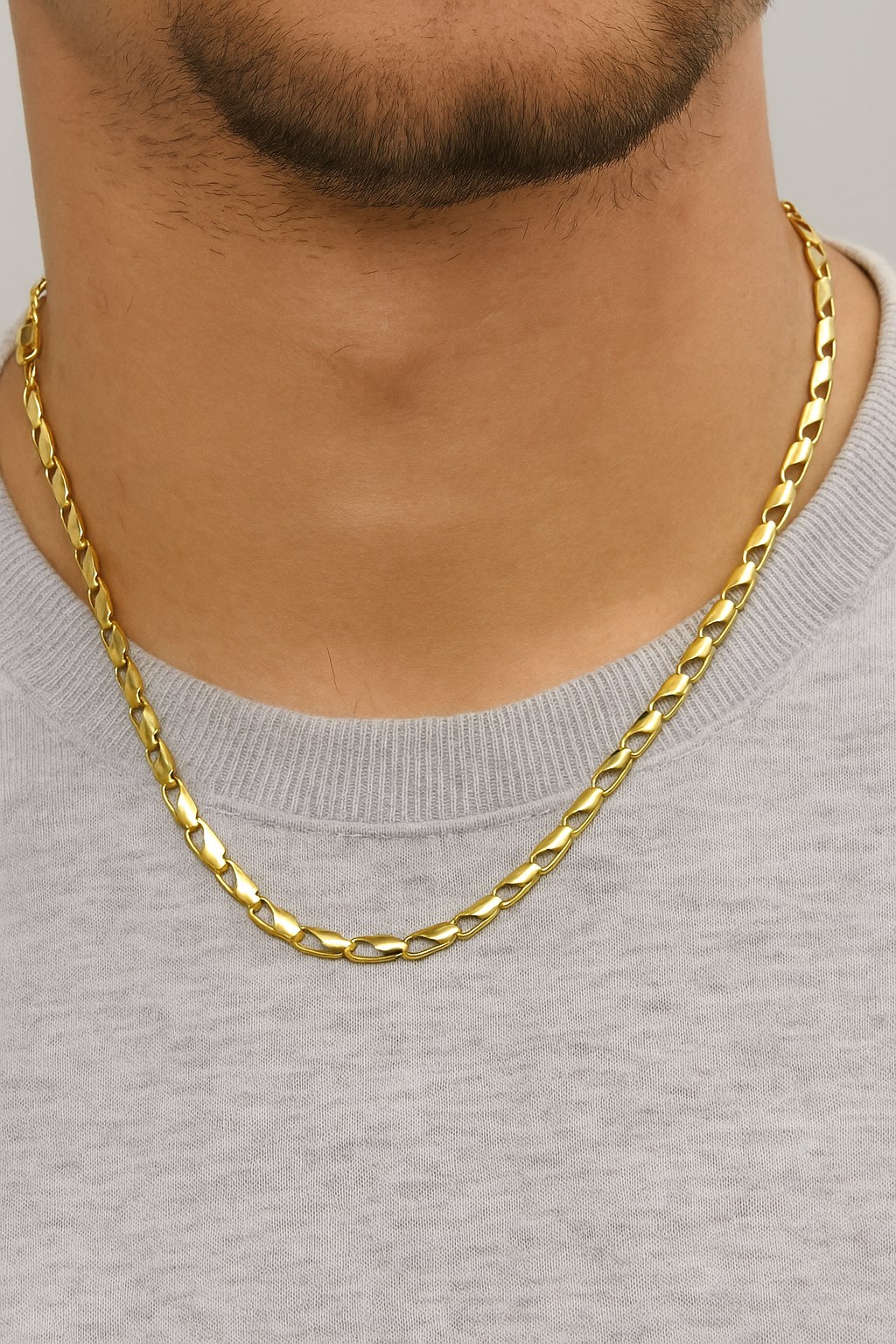 Toptan Altın Renk Kesik Arpa Unisex Çelik Kolye - 3351