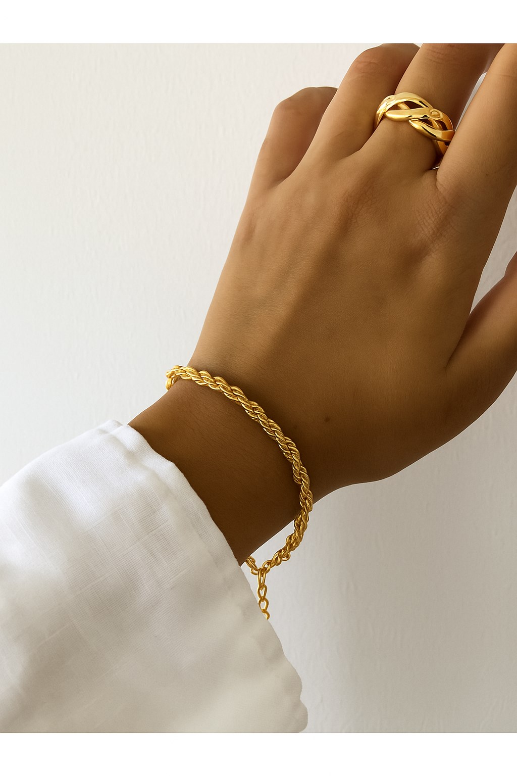 Toptan Altın Renk Burgu Unisex Çelik Bileklik - 3354