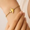 Toptan Altın Renk Sf Kuş Çelik Bileklik - 3378