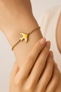 Toptan Altın Renk Sf Kuş Çelik Bileklik - 3378
