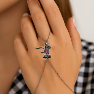 Toptan Gümüş Renk Pembe Taş Fiyonk Çelik Şahmeran - 3560