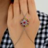 Toptan Gümüş Renk Yuvarlak Mix Damla Taş Çelik Şahmeran - 3508
