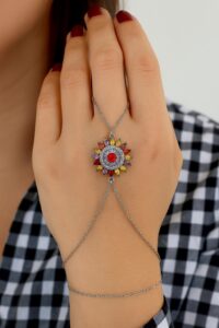 Toptan Gümüş Renk Yuvarlak Mix Damla Taş Çelik Şahmeran - 3508