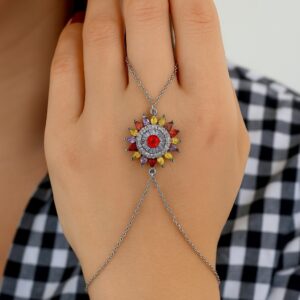 Toptan Gümüş Renk Yuvarlak Mix Damla Taş Çelik Şahmeran - 3508