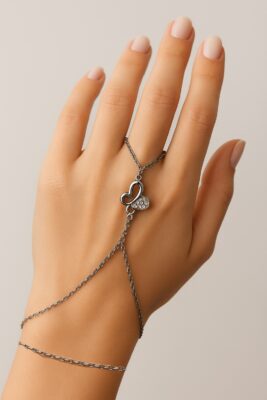 Toptan Gümüş Renk İçi Boş Kelebek Çelik Şahmeran - 3575