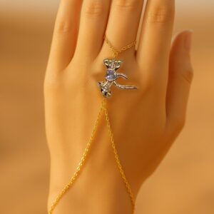 Toptan Altın Renk  Fiyonk Beyaz Taş Çelik Şahmeran - 3509
