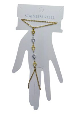 Toptan Altın Renk İçi Boş Kalp Sarı Beyaz Çelik Şahmeran - 3539