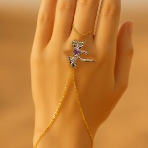 Toptan Altın Renk Pembe Taş Fiyonk Çelik Şahmeran - 3549