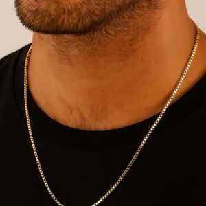 Toptan Altın Renk 1 Mm. Kutu Zincir Unisex Zincir Alaşım Kolye Asansör Çelik Kolye - 208