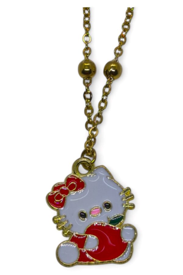 Toptan Altın Renk Hello Kitty Kedi Model Top Zincir Çelik Kolye - 3689