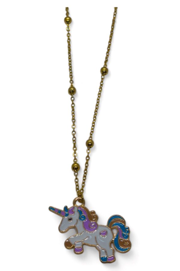 Toptan Altın Renk Unicorn Model Top Zincir Çelik Kolye - 3690