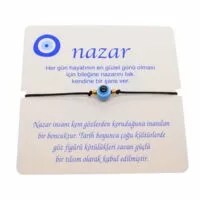 Toptan Altın Renk İp Karışık Göz Nazar İp Bileklik - 1808