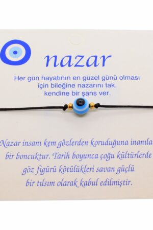 Toptan Altın Renk İp Karışık Göz Nazar İp Bileklik - 1808