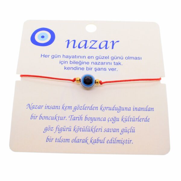 Toptan Altın Renk İp Karışık Göz Nazar İp Bileklik - 1808 - Görsel 3