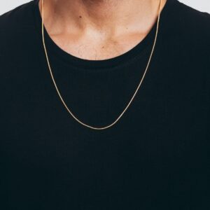 Toptan Altın Renk 1 Mm. Kutu Zincir Unisex Zincir Alaşım Kolye Asansör Çelik Kolye - 208