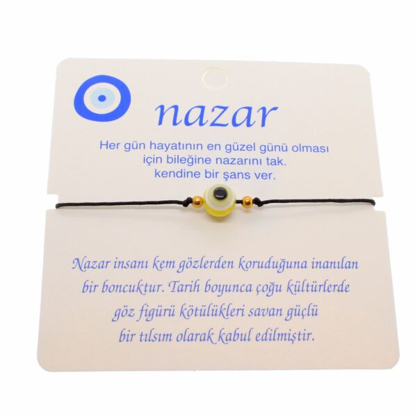 Toptan Altın Renk İp Karışık Göz Nazar İp Bileklik - 1808 - Görsel 4