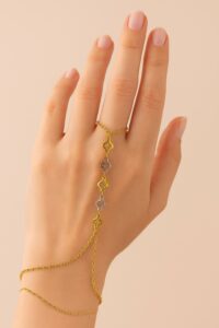 Toptan Altın Renk Sarı Beyaz Van Clef Çelik Şahmeran - 3538