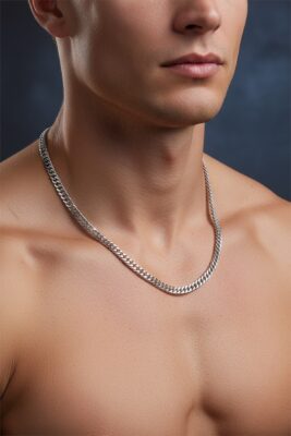 Toptan Gümüş Renk Sık Zincir Model  Unisex Çelik Kolye- 2671