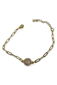 Alternative view of Toptan Altın Renk Tombul  Yuvarlak Beyaz Model Ataç Zincir Çelik Bileklik - 3674