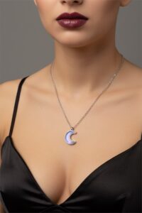 Toptan Gümüş Renk Cancan Ay Hilal Model Sf Zincir Çelik Kolye -  3801